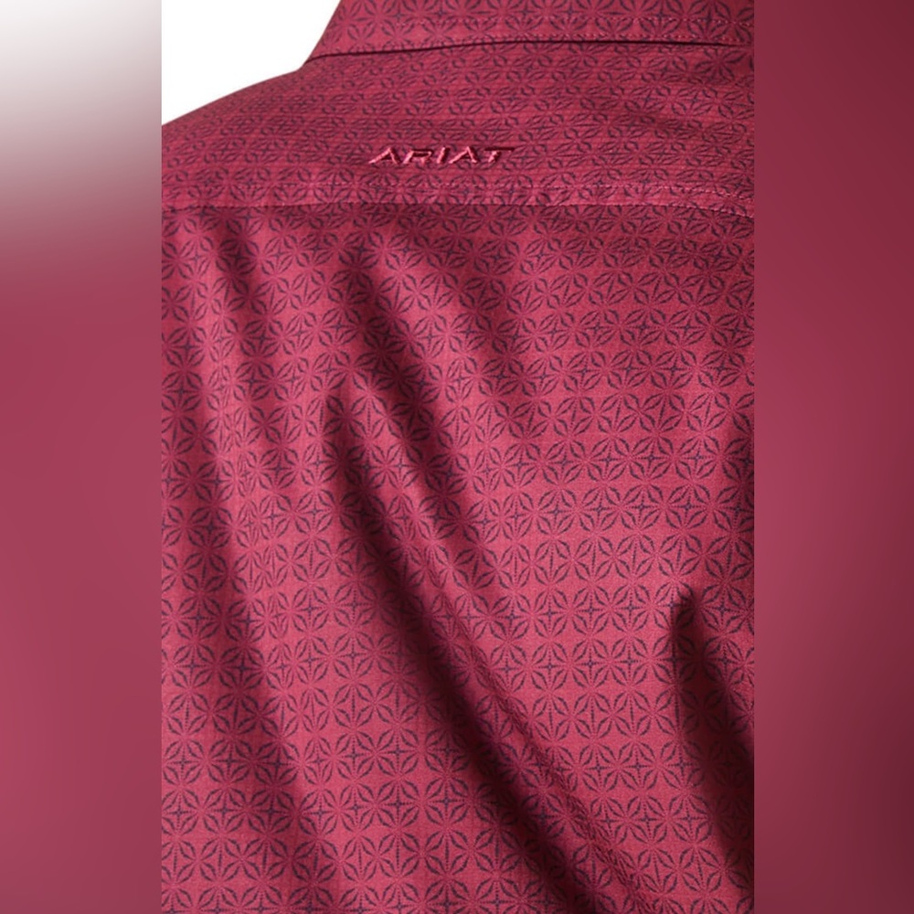 Men’s Ariat Short Sleeve Ventek Dark Redwood Burgundy Shirt Large Tall